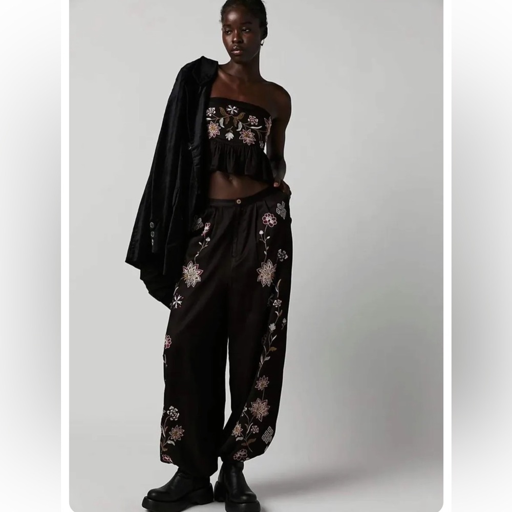 Free People Harmony Embroidered Pant Set